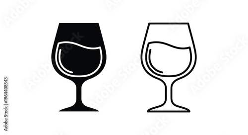 Wine glasses black and white illustration Vector