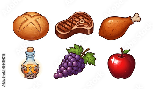 Collection of Food items on a table setting.