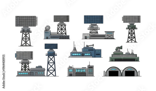 Collection of Industrial structures and communication towers.