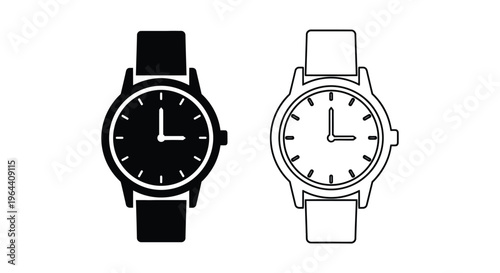 Black and white watches with contrasting designs Vector