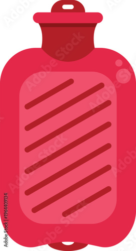 Red hot water bottle providing comfort and relief for pain