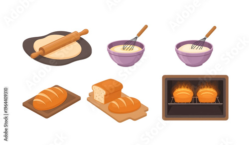 Collection of Breads on cutting boards and tray.