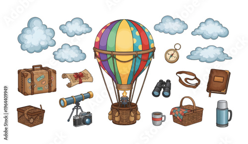 Collection of Colorful Hot Air Balloon Travel.