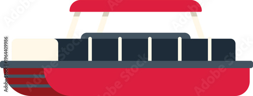 Red pontoon boat a watercraft used for recreation and marine travel