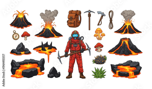 Collection of Astronaut in red space suit.