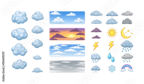 Collection of Clouds and weather icons set.