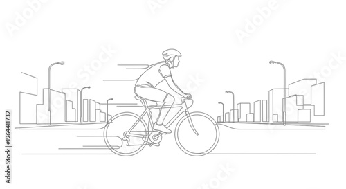 Man Riding a Bicycle Quickly Outdoors.