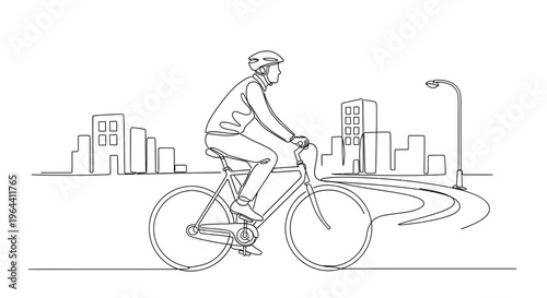 Man Riding a Bicycle Quickly Outdoors.
