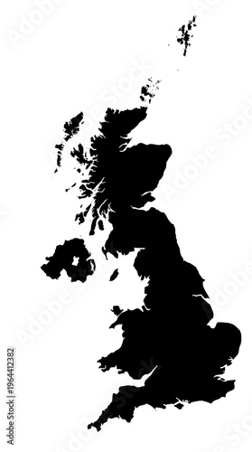 Black silhouette of the united kingdom isolated on white background, Vector