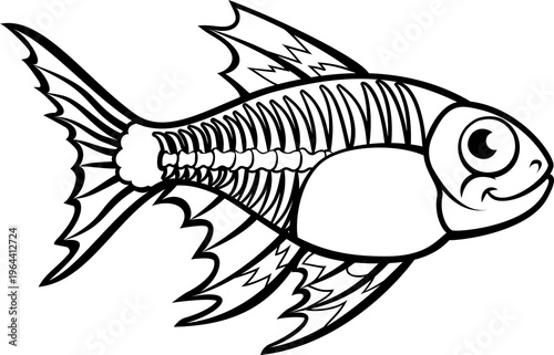 An x ray tetra fish cartoon...