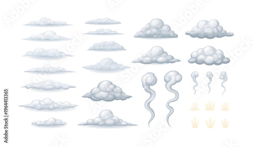 Collection of Various types of clouds illustrated.