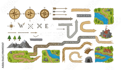 Collection of Colorful puzzle pieces for kids game.