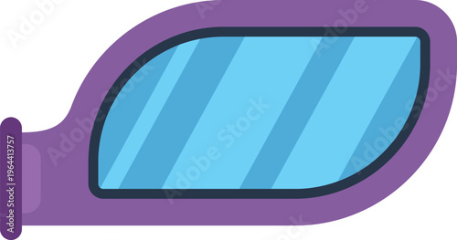 Purple car side mirror observing rear view