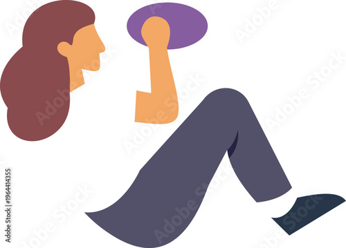 Woman performing abdominal workout using a weight for strength training