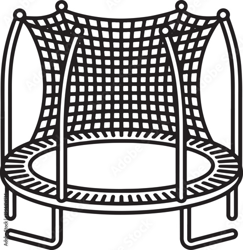 Trampoline with safety net and metal frame for kids to play outdoors