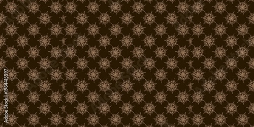 Luxury traditional batik Truntum seamless pattern background. Elegant brown and gold geometric star motifs in Javanese vintage style for textile, wallpaper, and premium gift wrapping design