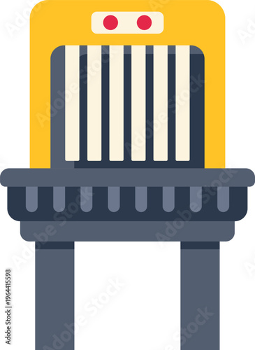 Airport security checkpoint machine scanning passenger bags for safety