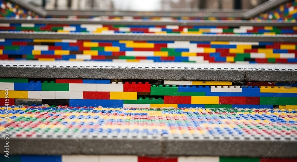 Fototapeta premium Colorful Lego Staircase - A Playful Architectural Marvel.