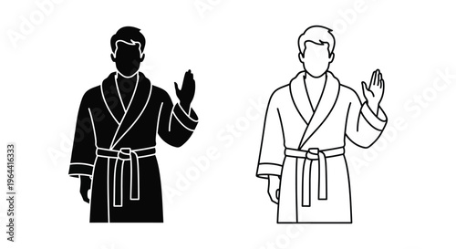 Yoga poses in robes black and white Vector