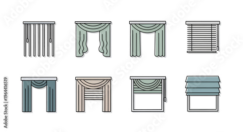 Different curtain styles and designs.