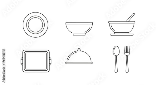 Kitchen Utensils and Dishware Set.