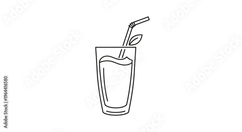 Glass with straw and liquid.
