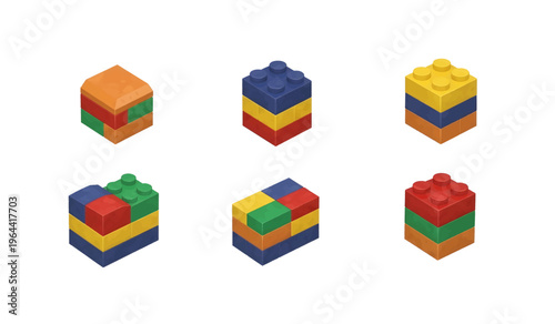 Collection of Colorful plastic building blocks toys.