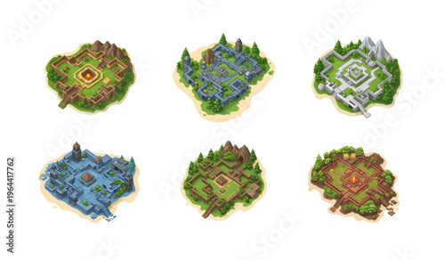 Collection of fantasy land map designs.