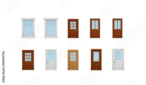Collection of various wooden doors.