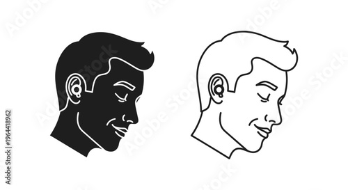 Contrasting duality human heads silhouette Vector