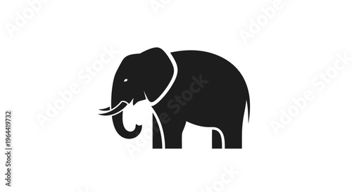 Black silhouette of an elephant.