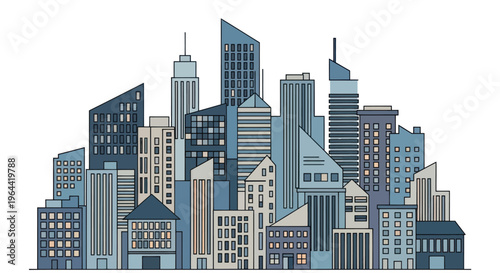 City Skyline with Modern Skyscrapers.