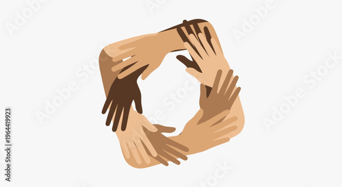 Diverse hands in a circle formation.