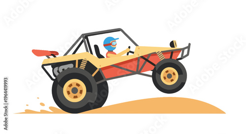 Person driving a dune buggy fast.