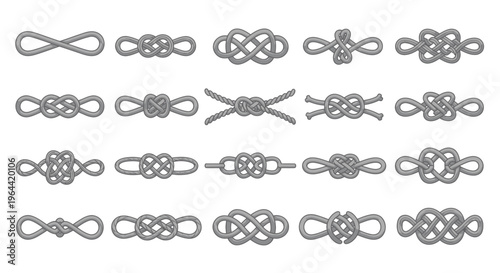 Various types of metal chain links.