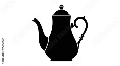 Black Teapot Silhouette Closeup.