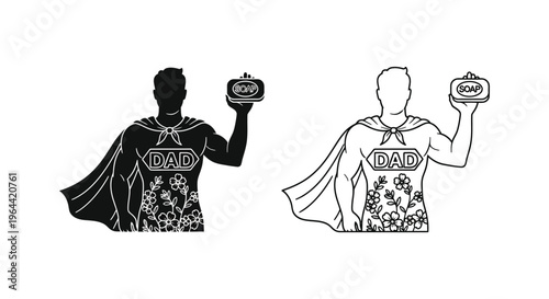 Superhero holding camera black white illustration Vector