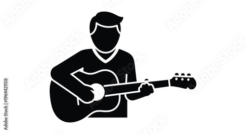 Man playing guitar silhouette musician acoustic Vector