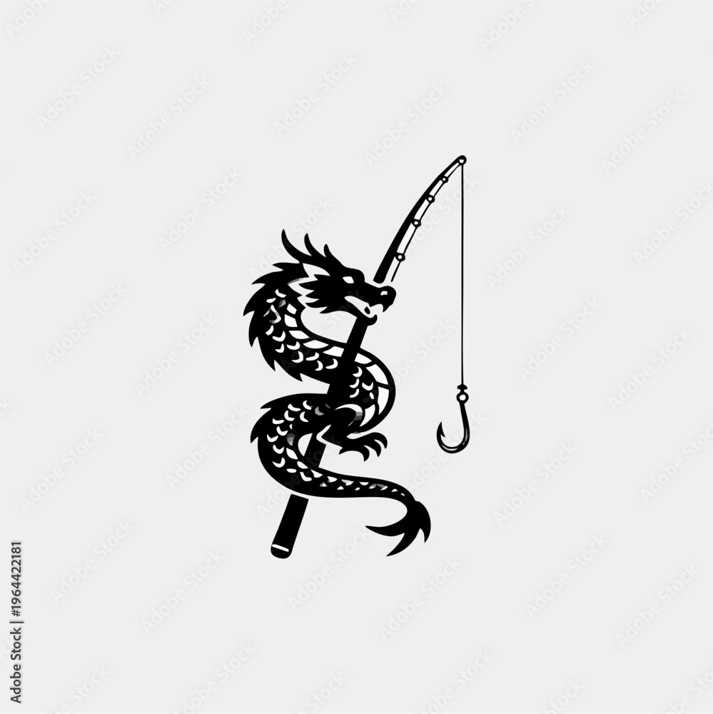 Naklejka premium Fishing Dragon logo design