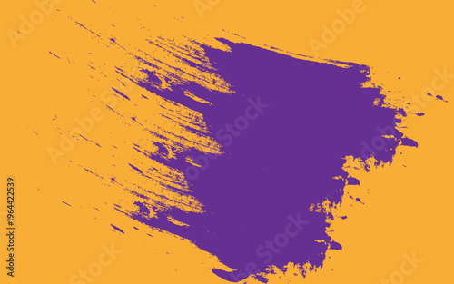 Abstract brush stroke blending purple and orange hues on a plain background