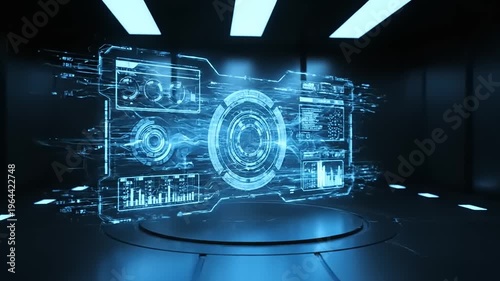 Futuristic digital interface display technology.