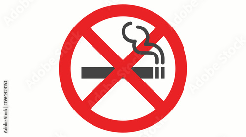 A universal no smoking sign featuring a red circle with a diagonal line over a lit cigarette with smoke, indicating a prohibition.