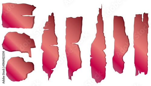 グラデーションカラーの破れた紙片コレクション・ダメージエッジを表現したデザイン素材セット