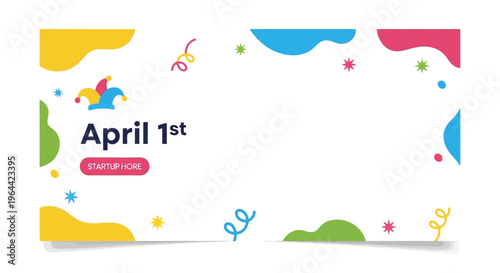 Colorful April Fools Day social media template with fun design elements and large copy space for a prank campaign on Instagram, Facebook, or LinkedIn