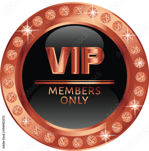 VIP members only badge luxury golden round label premium exclusive access emblem
