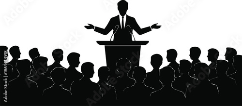 Speaker addressing audience at motivation seminar