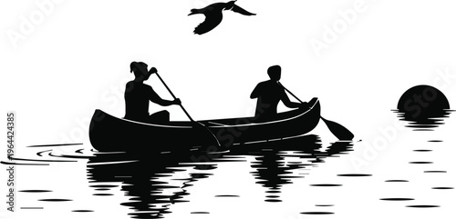 Canoe rental and lake tour concept
