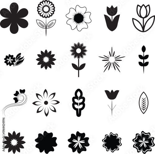 set of floral elements