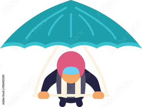 Person engaging in hang gliding sport, gliding smoothly through the open sky