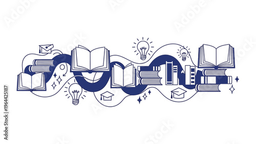 Knowledge Journey: An illustration showing the journey of gaining knowledge through books and education. Symbolizing the path of learning.